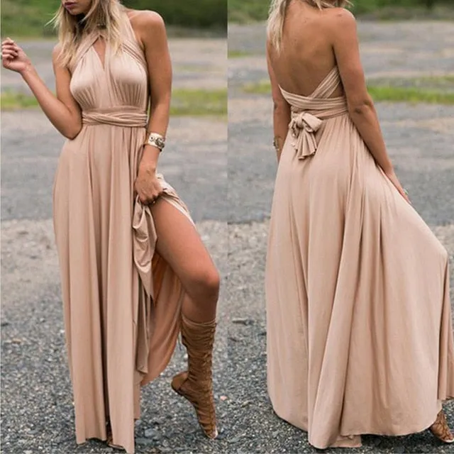 Sexy Women Multiway Wrap Convertible Boho Maxi Club Red Dress Bandage Long Dress Party Bridesmaids