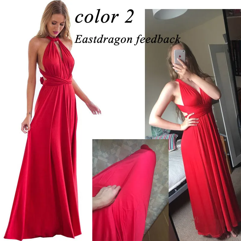Sexy Women Multiway Wrap Convertible Boho Maxi Club Red Dress Bandage Long Dress Party Bridesmaids