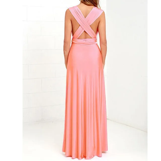 Sexy Women Multiway Wrap Convertible Boho Maxi Club Red Dress Bandage Long Dress Party Bridesmaids