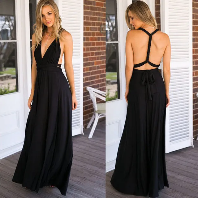 Sexy Women Multiway Wrap Convertible Boho Maxi Club Red Dress Bandage Long Dress Party Bridesmaids
