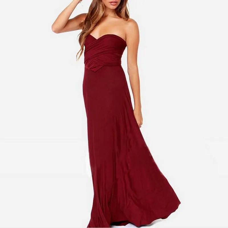 Sexy Women Multiway Wrap Convertible Boho Maxi Club Red Dress Bandage Long Dress Party Bridesmaids