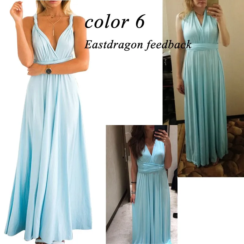 Sexy Women Multiway Wrap Convertible Boho Maxi Club Red Dress Bandage Long Dress Party Bridesmaids