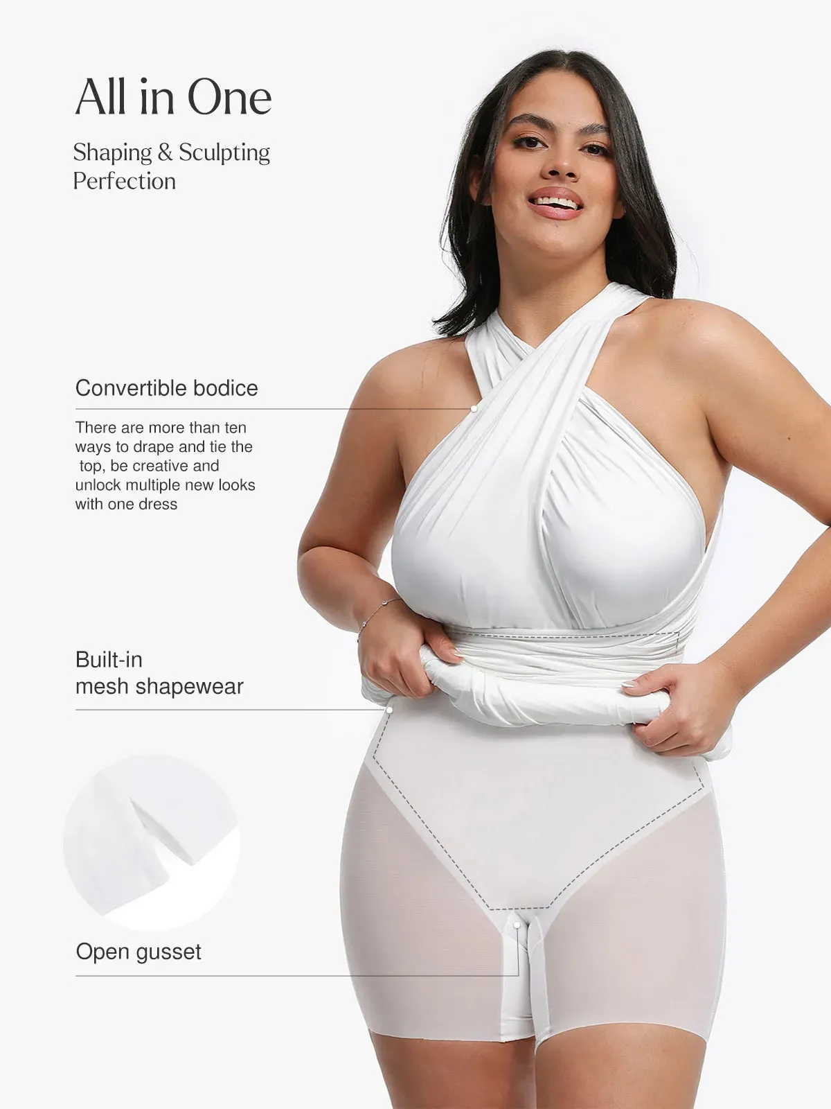 Shapewear Solid Convertible Infinity Sculpting Midi Dress