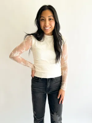 Sheer Lace Top in White