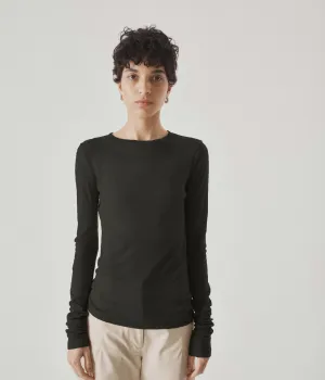 SHEER LONG TEE IN DEEP FOREST