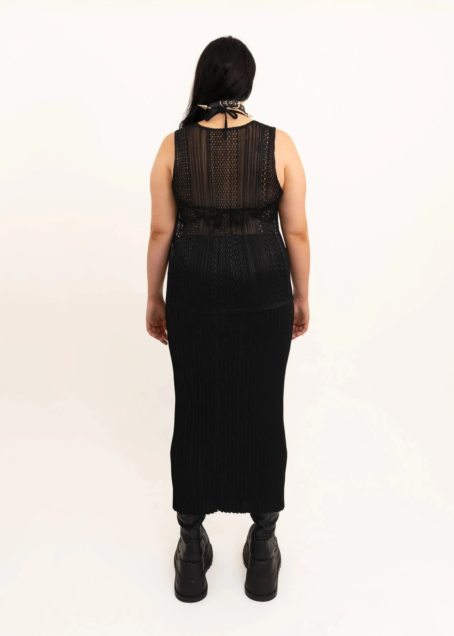 Sheer Plissé Tank Top