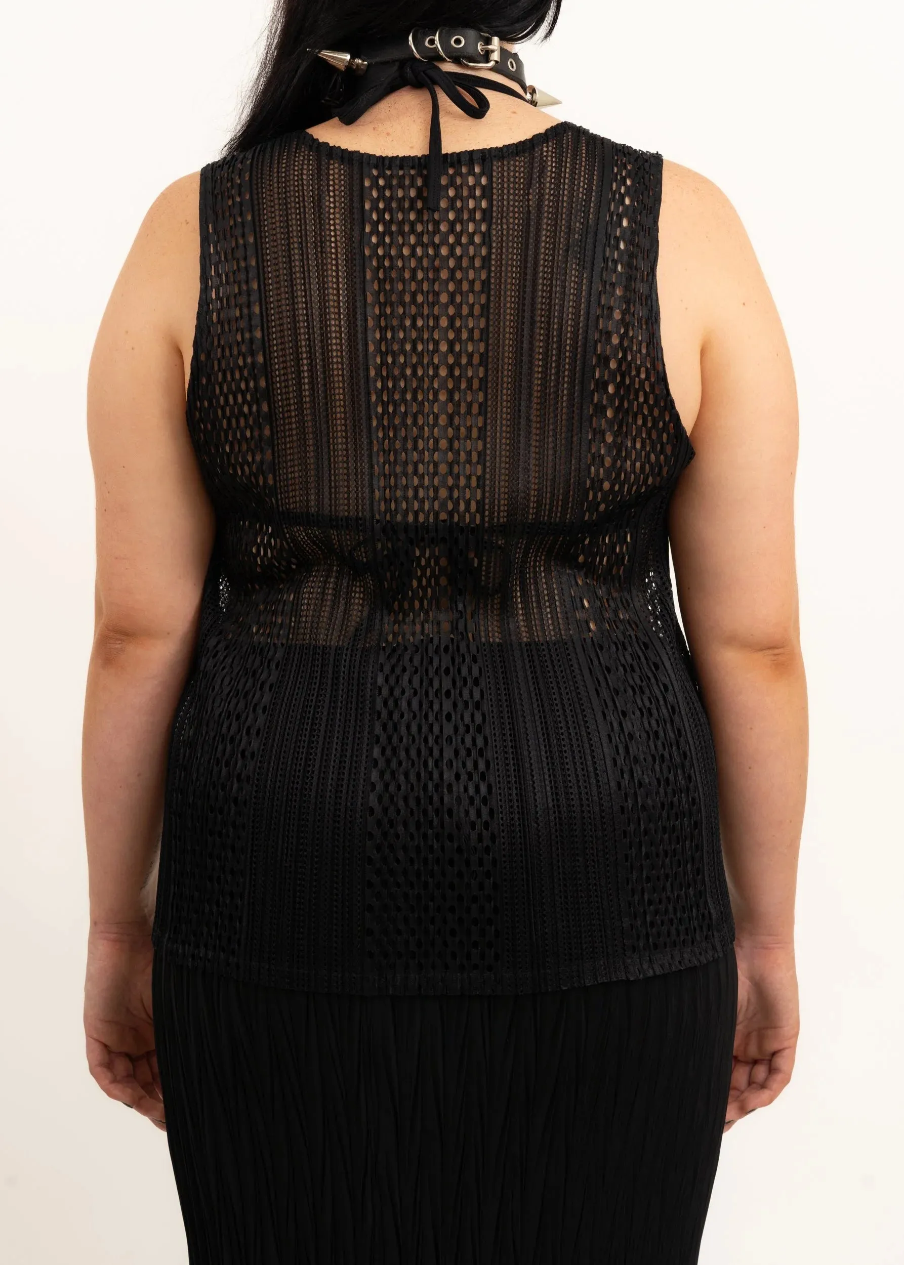 Sheer Plissé Tank Top