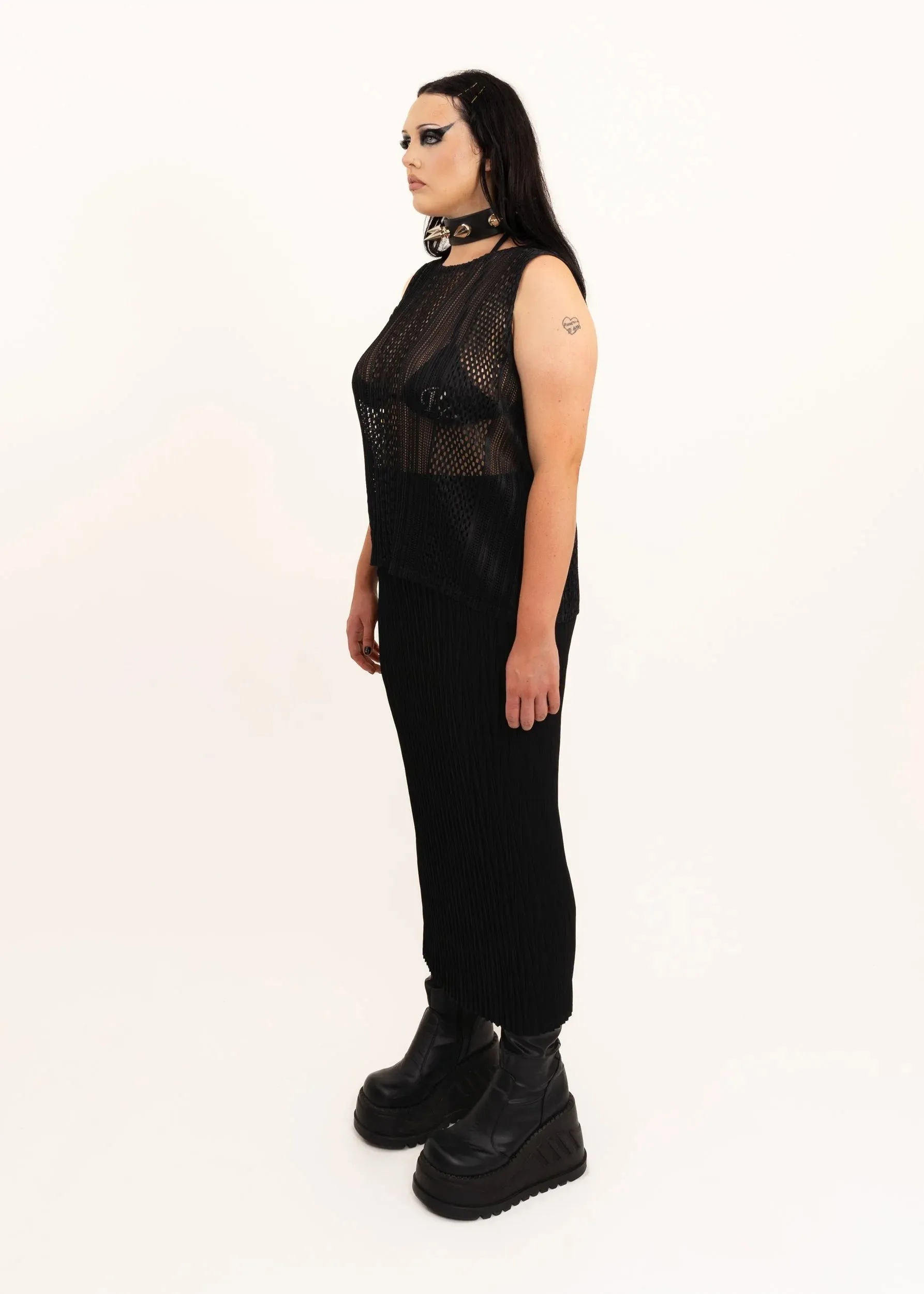 Sheer Plissé Tank Top
