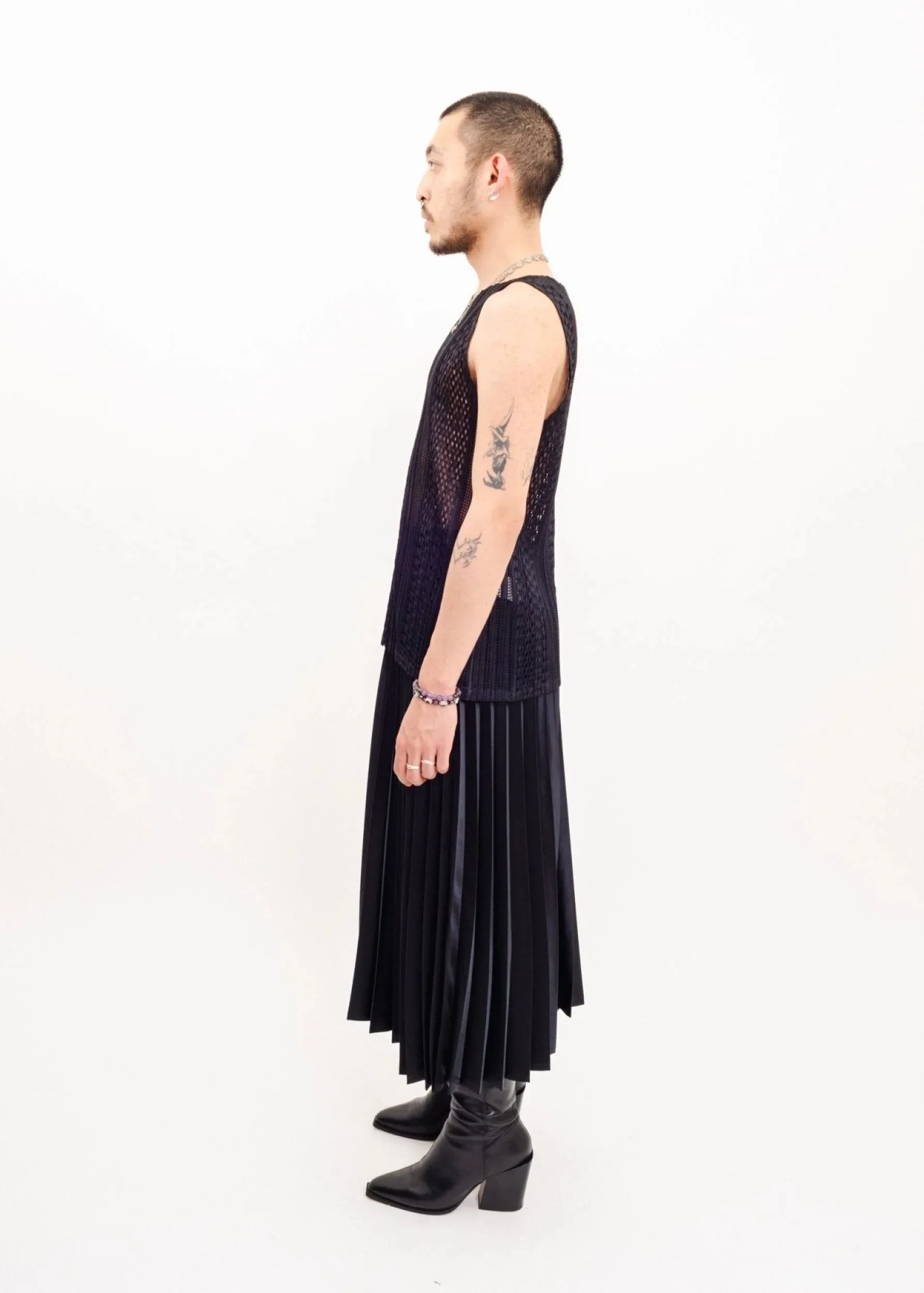 Sheer Plissé Tank Top