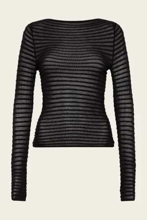 Sheer Stripe Top in Black