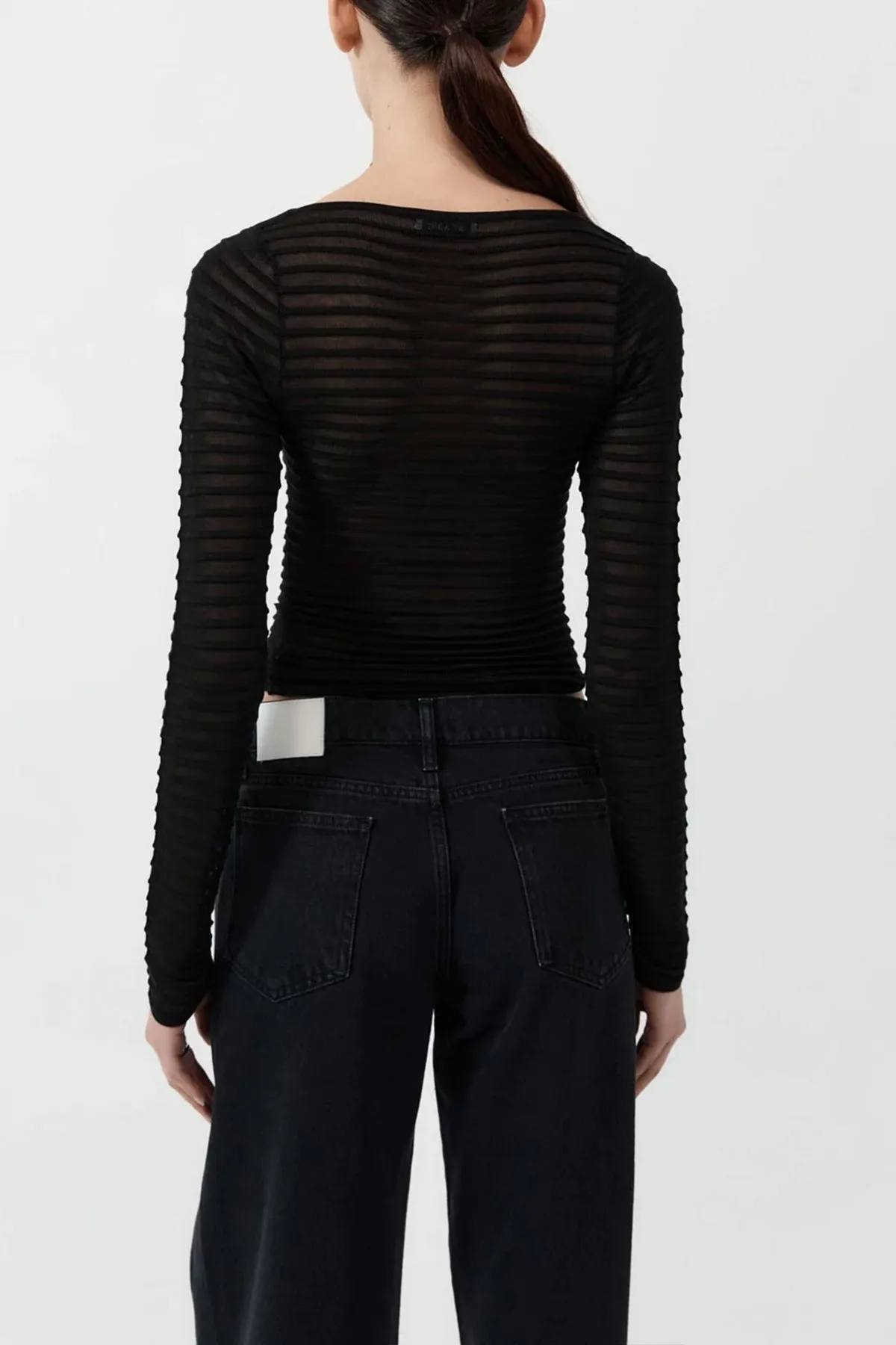 Sheer Stripe Top in Black