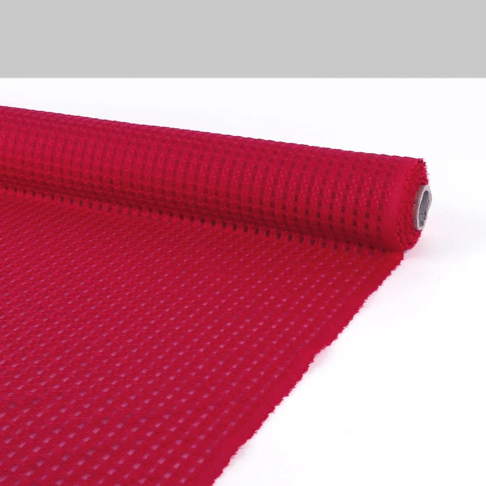 Sheer Woven Grid Poly / Nylon - Raspberry Red
