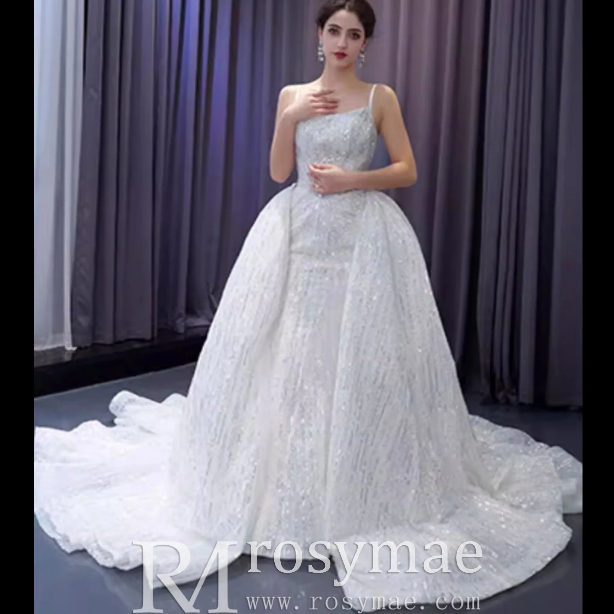 Shimmering Mermaid Wedding Dress with Detachable Train