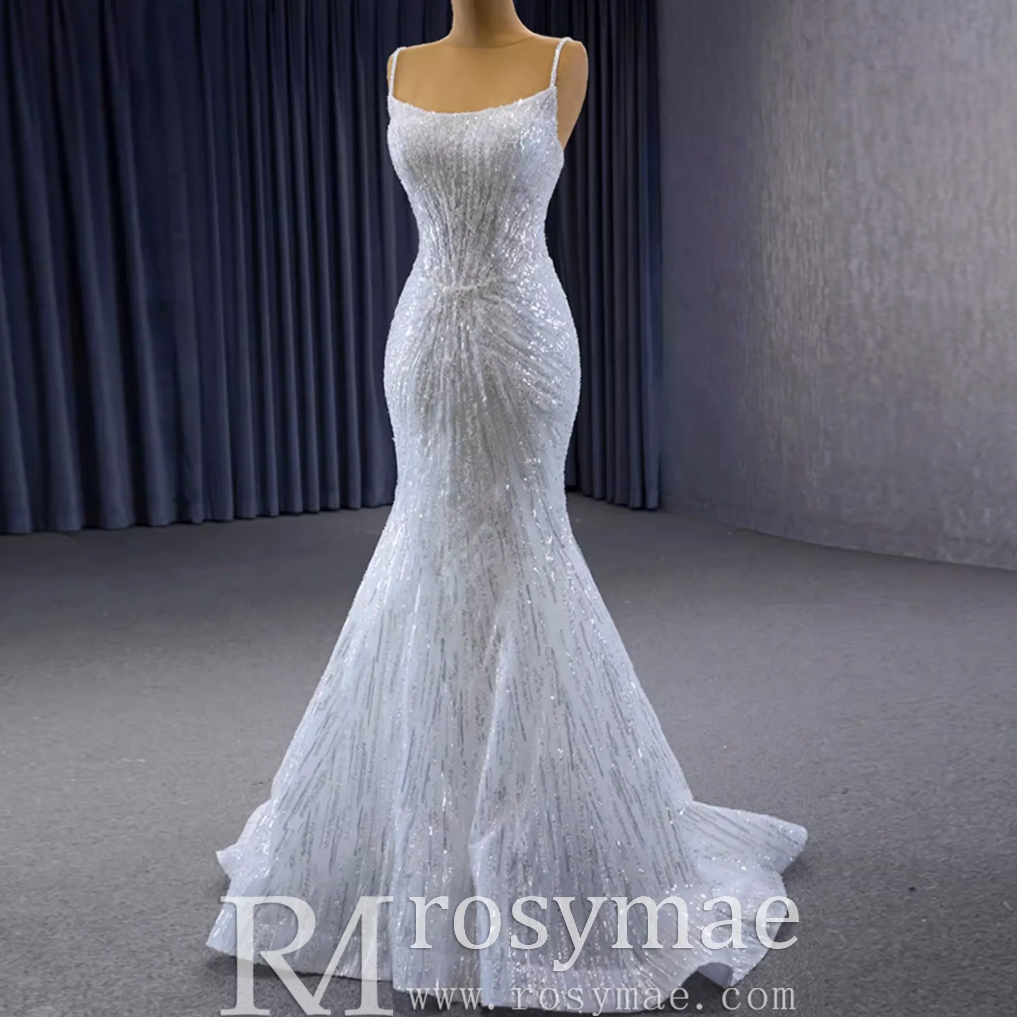 Shimmering Mermaid Wedding Dress with Detachable Train