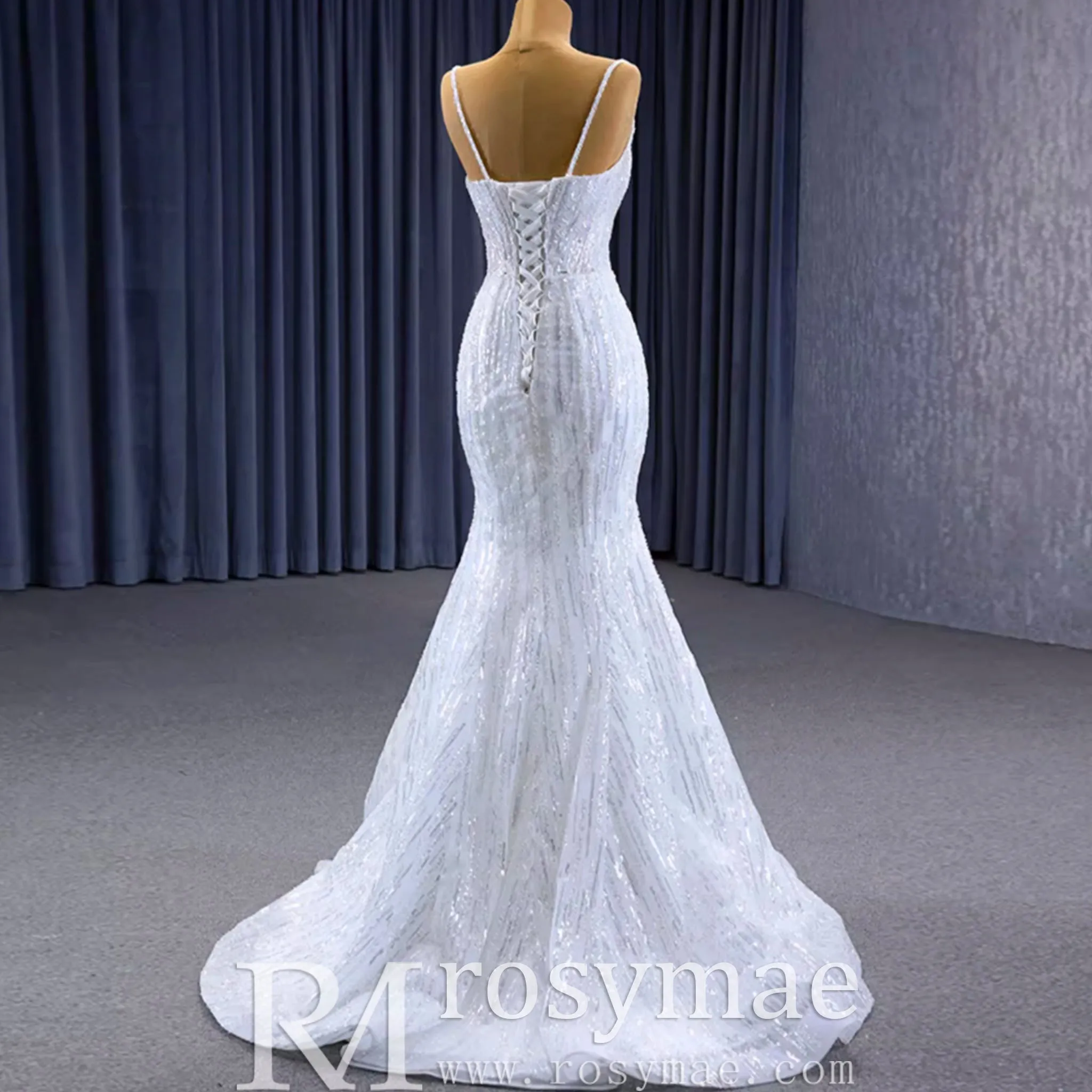 Shimmering Mermaid Wedding Dress with Detachable Train