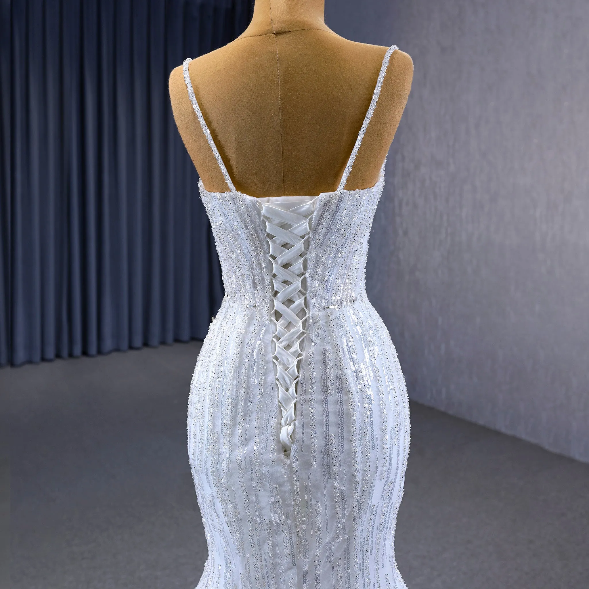 Shimmering Mermaid Wedding Dress with Detachable Train