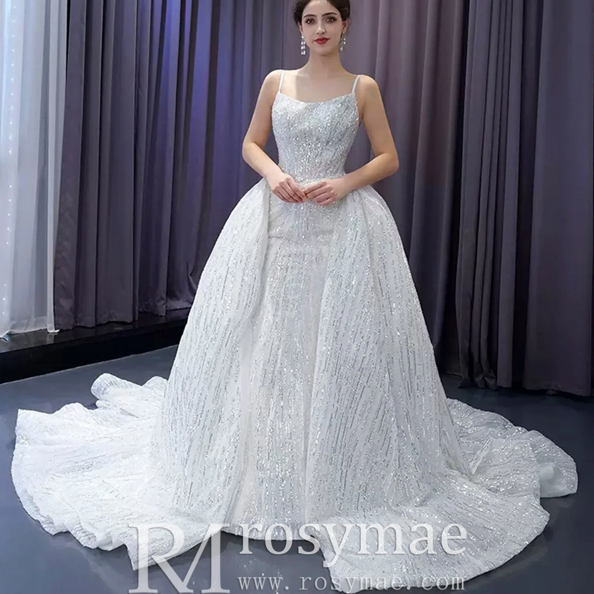 Shimmering Mermaid Wedding Dress with Detachable Train