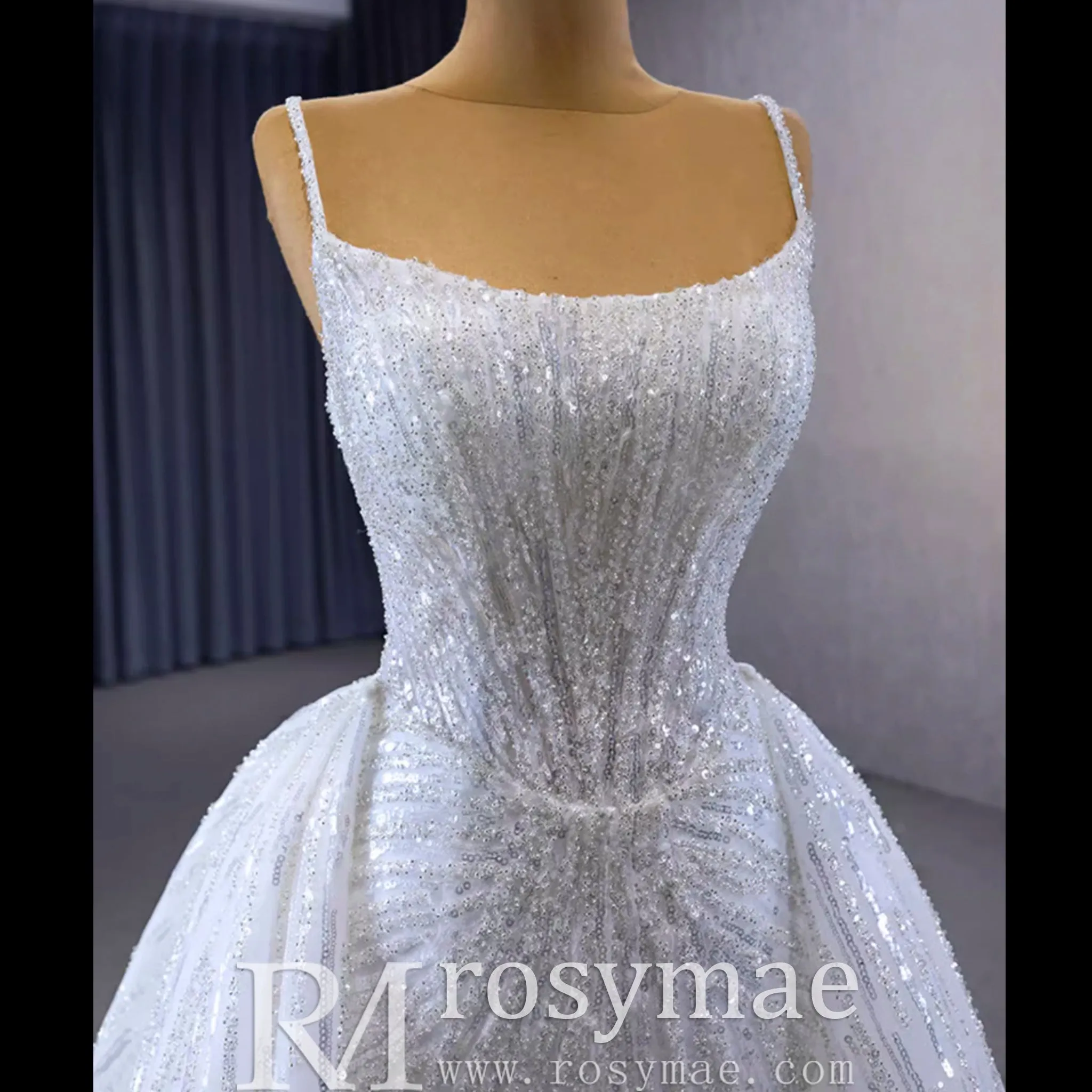 Shimmering Mermaid Wedding Dress with Detachable Train