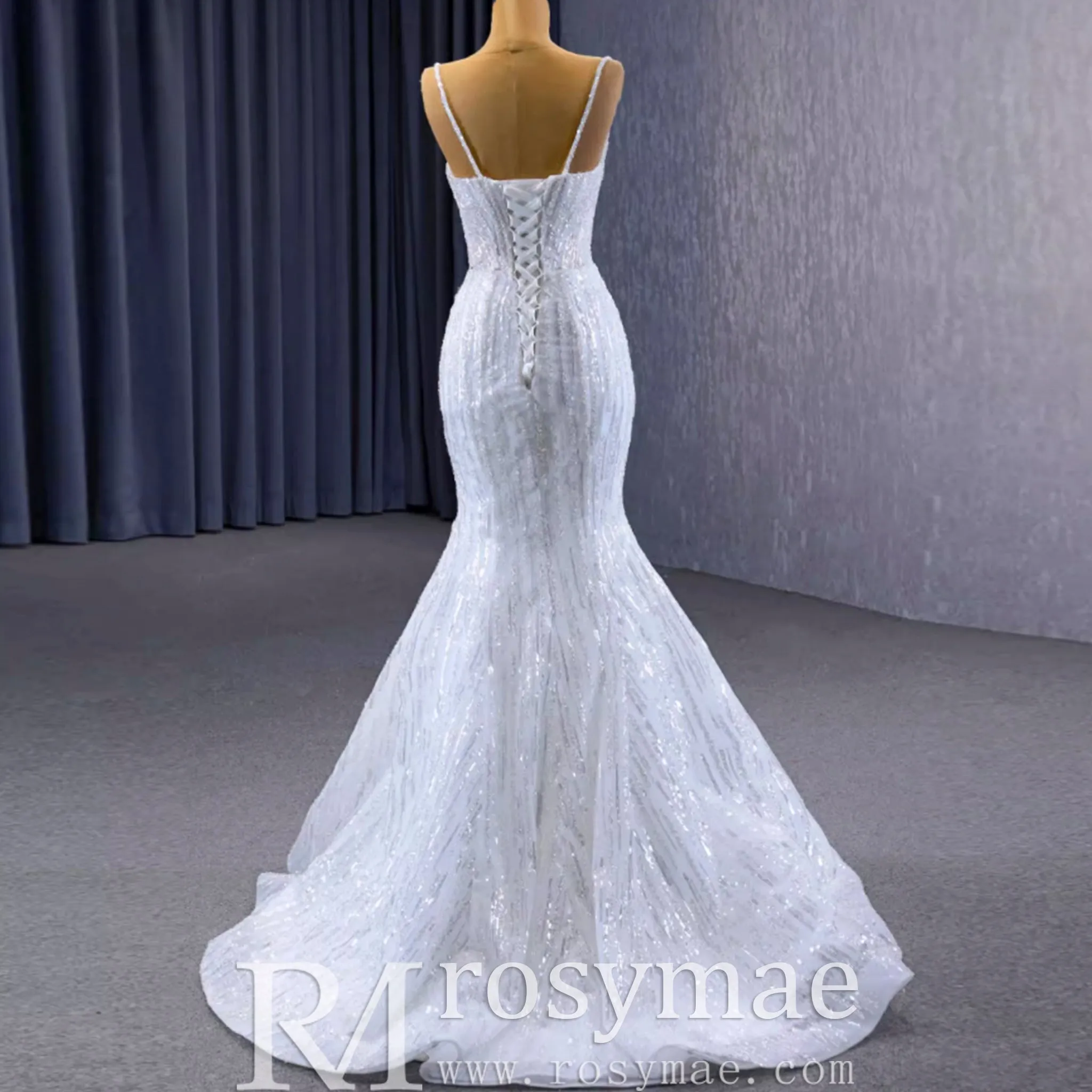 Shimmering Mermaid Wedding Dress with Detachable Train