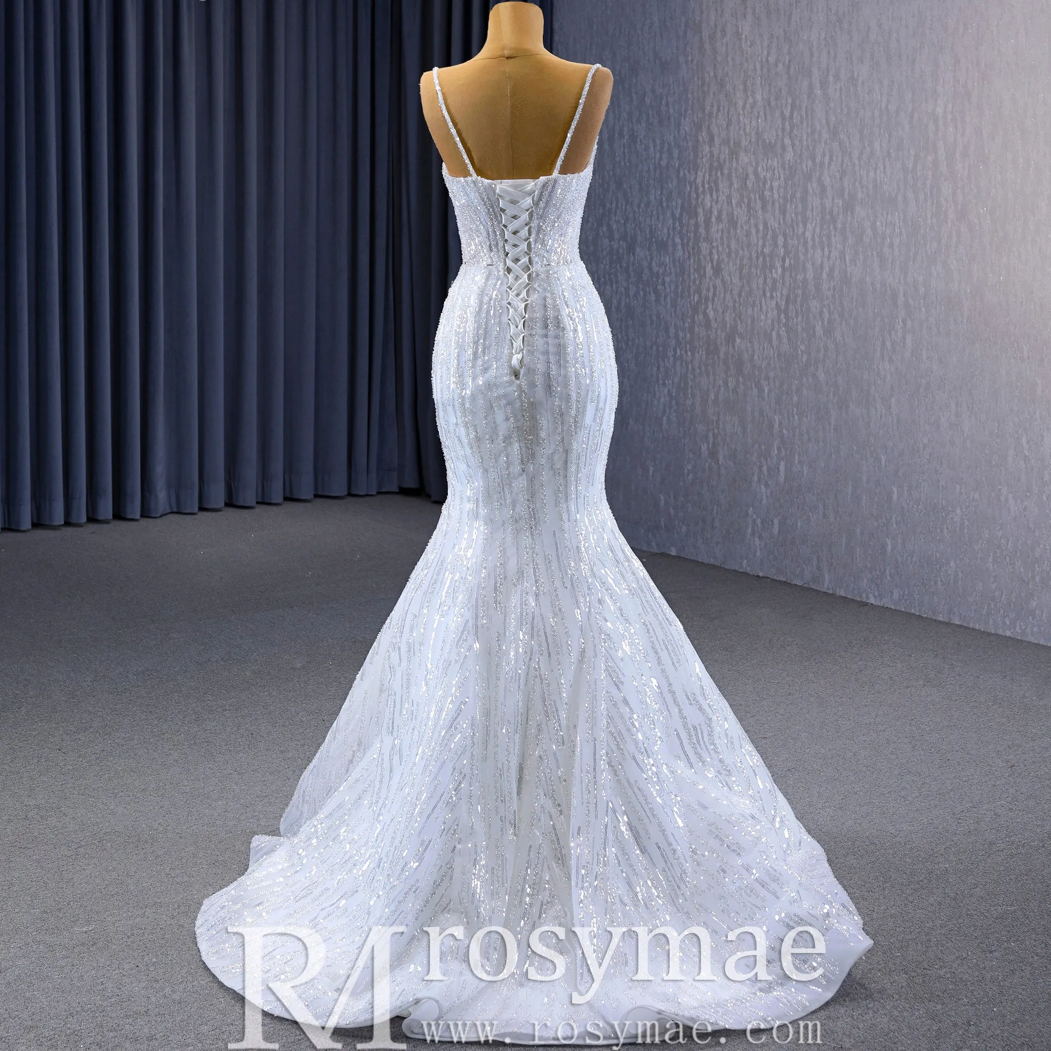 Shimmering Mermaid Wedding Dress with Detachable Train