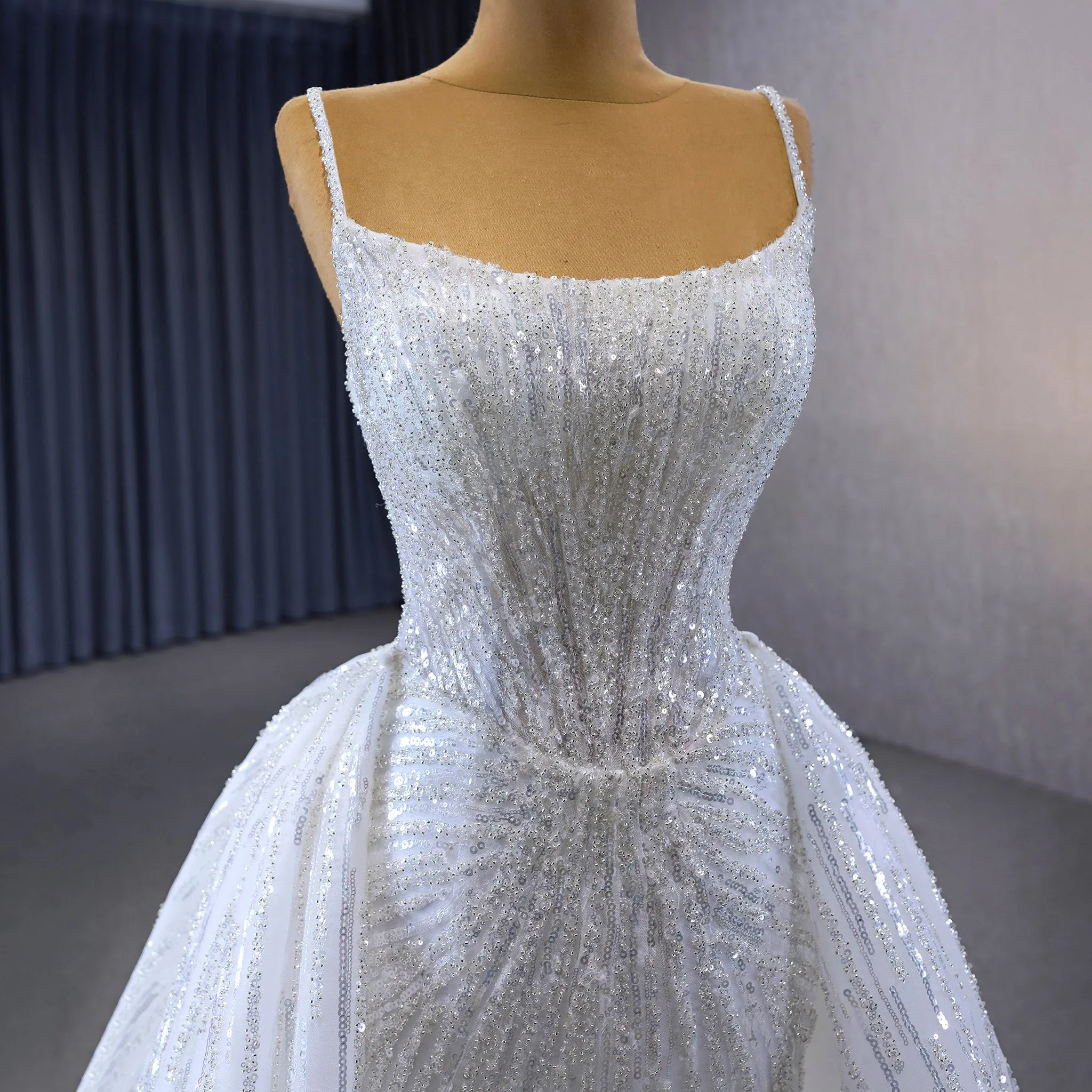 Shimmering Mermaid Wedding Dress with Detachable Train
