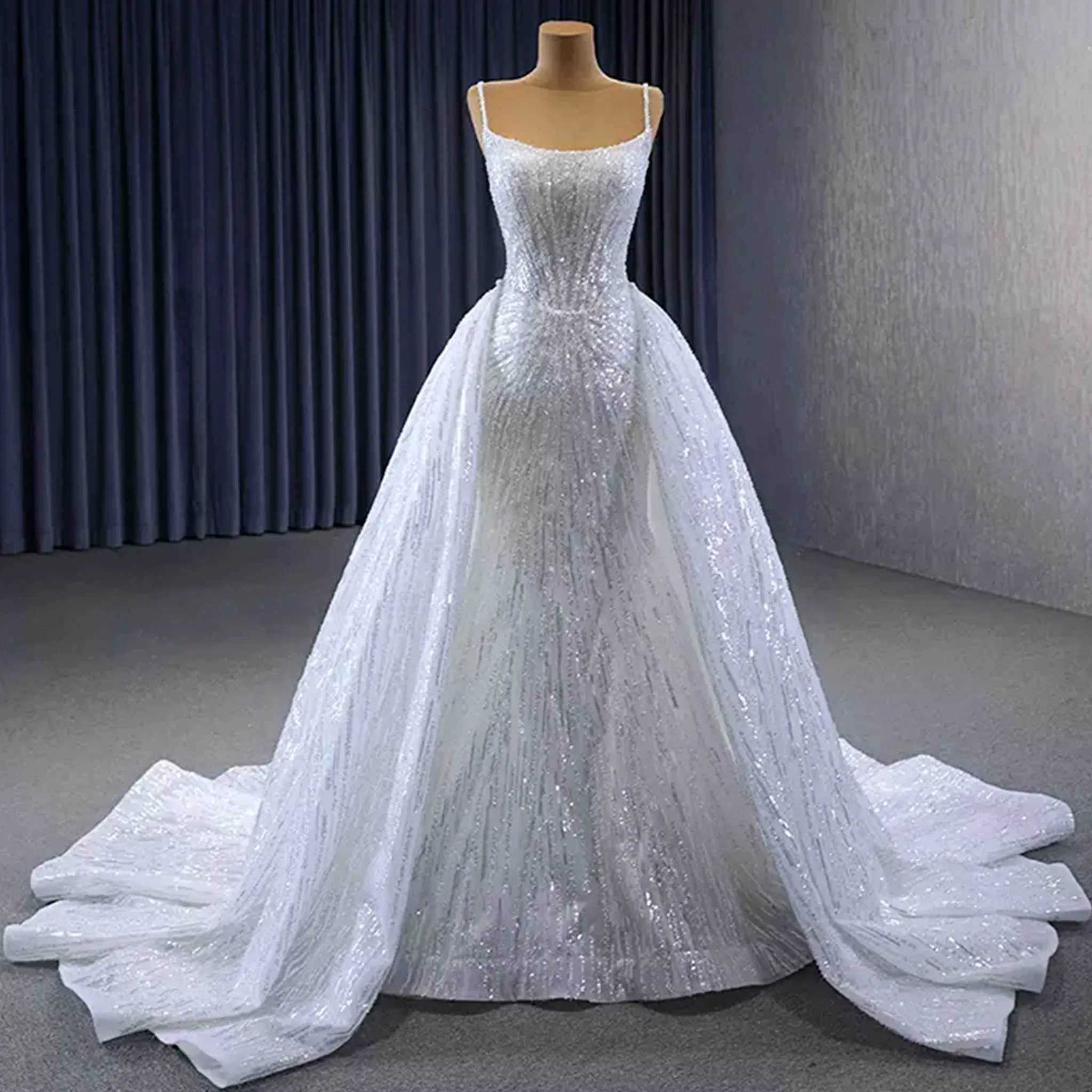 Shimmering Mermaid Wedding Dress with Detachable Train