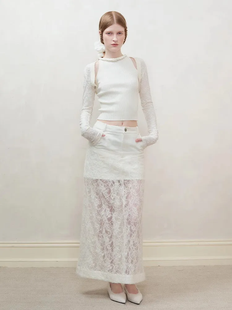 Short Lace Embroidery Sheer Bolero