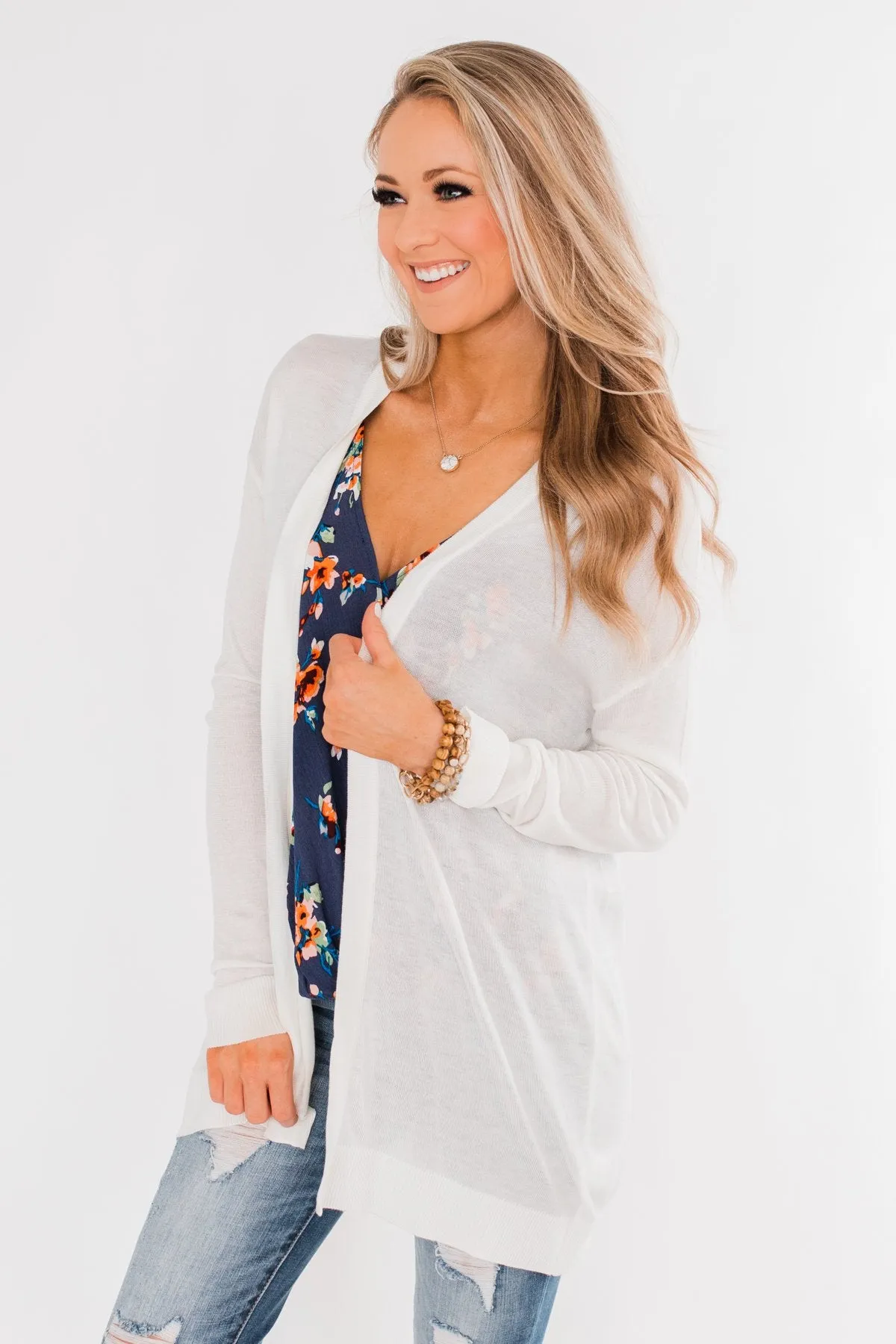 Simply Perfect Cardigan- White