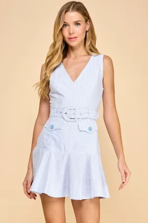 S/L Belted Flare Dress