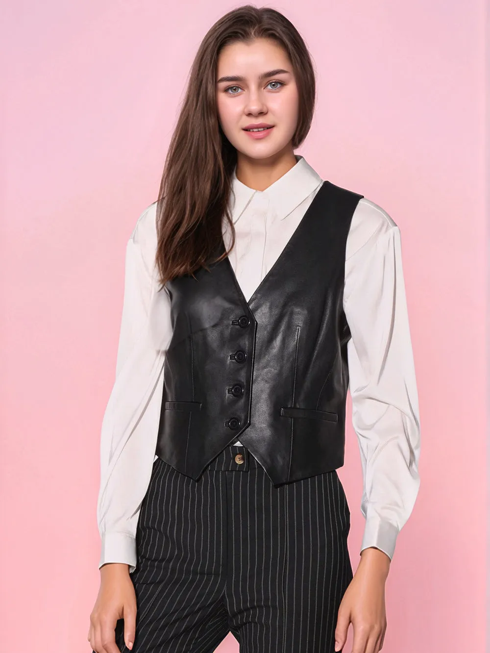 Sleek Charm Luxe Leather Vest