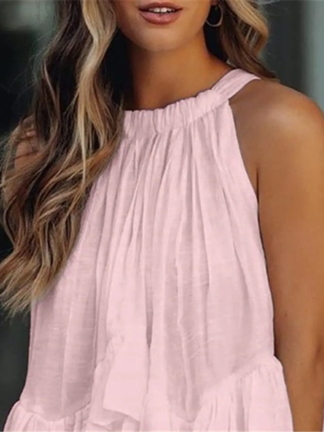 Solid Color Full Size Ruched Round Neck Tank (3 Colors)