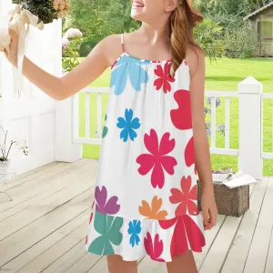 Spaghetti Strap Ruffle Hem Girls Dress