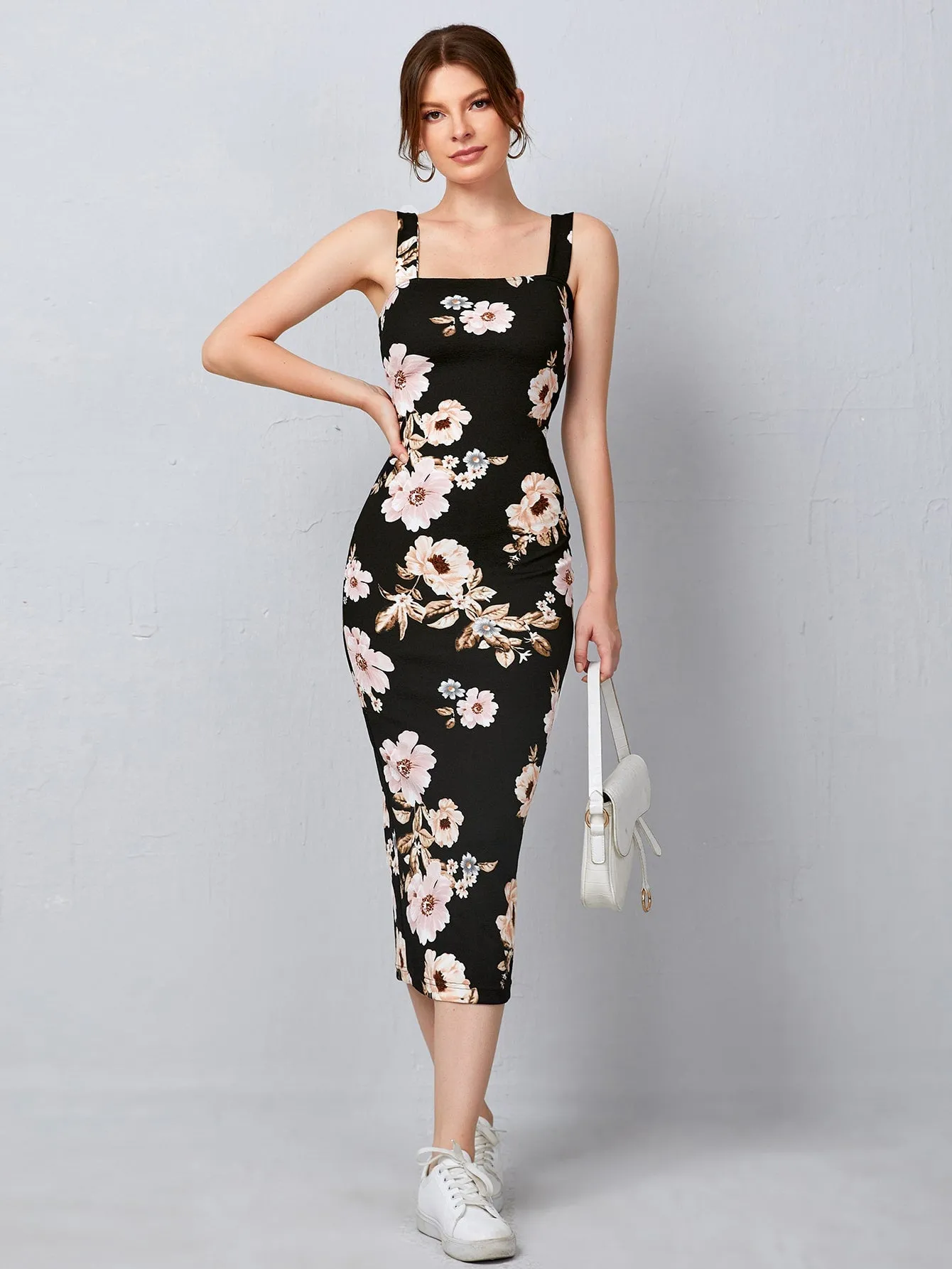 Split Hem Floral Dress