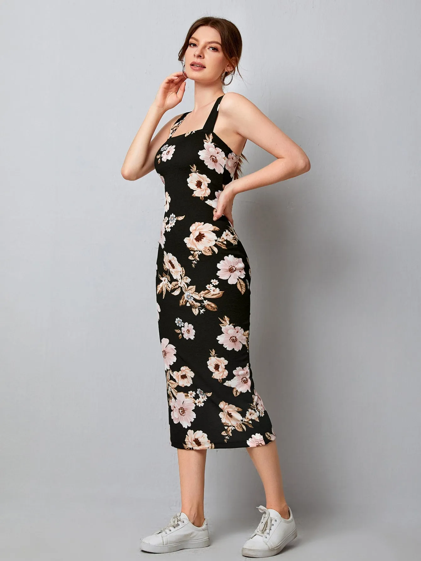 Split Hem Floral Dress