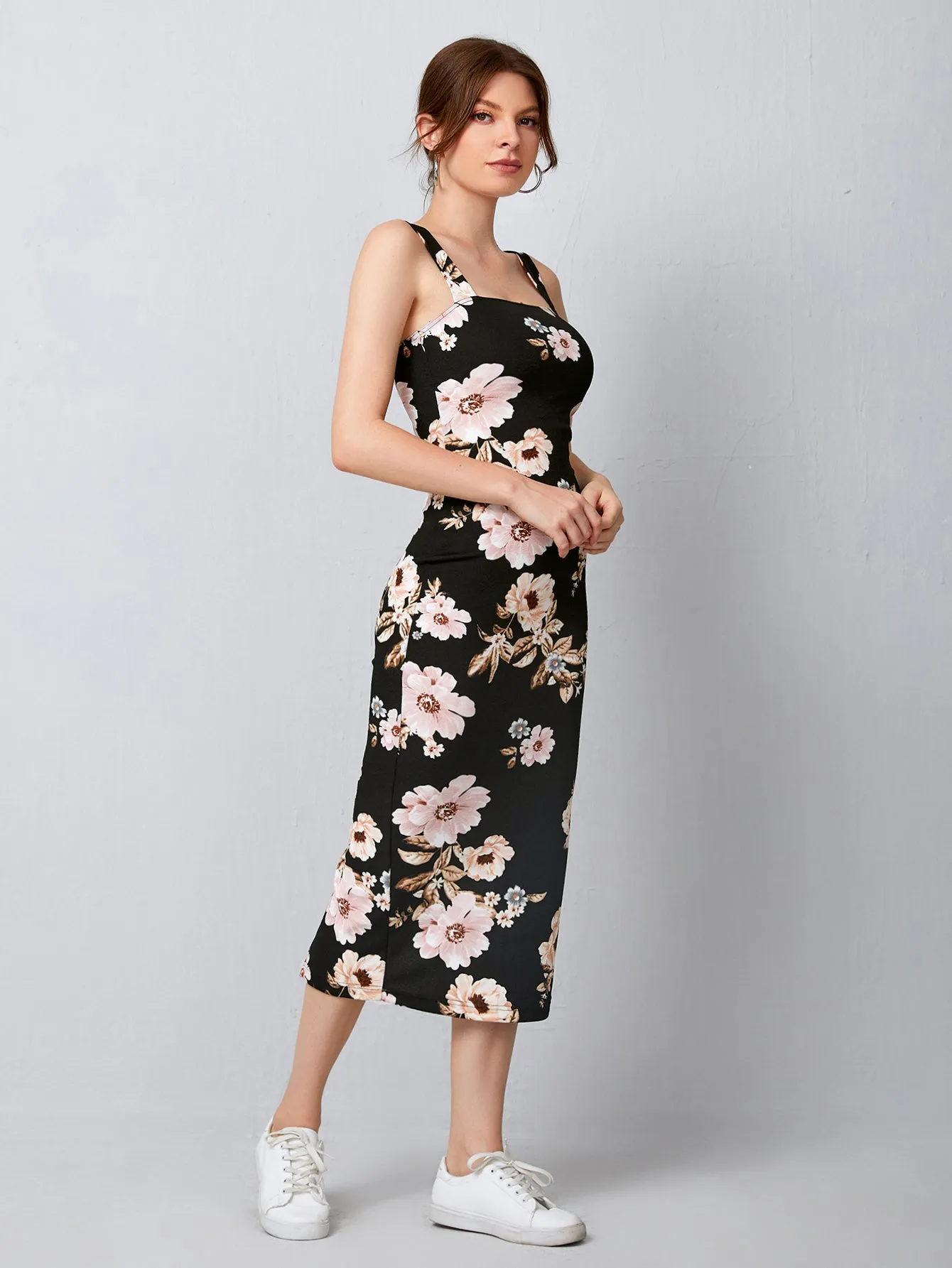 Split Hem Floral Dress