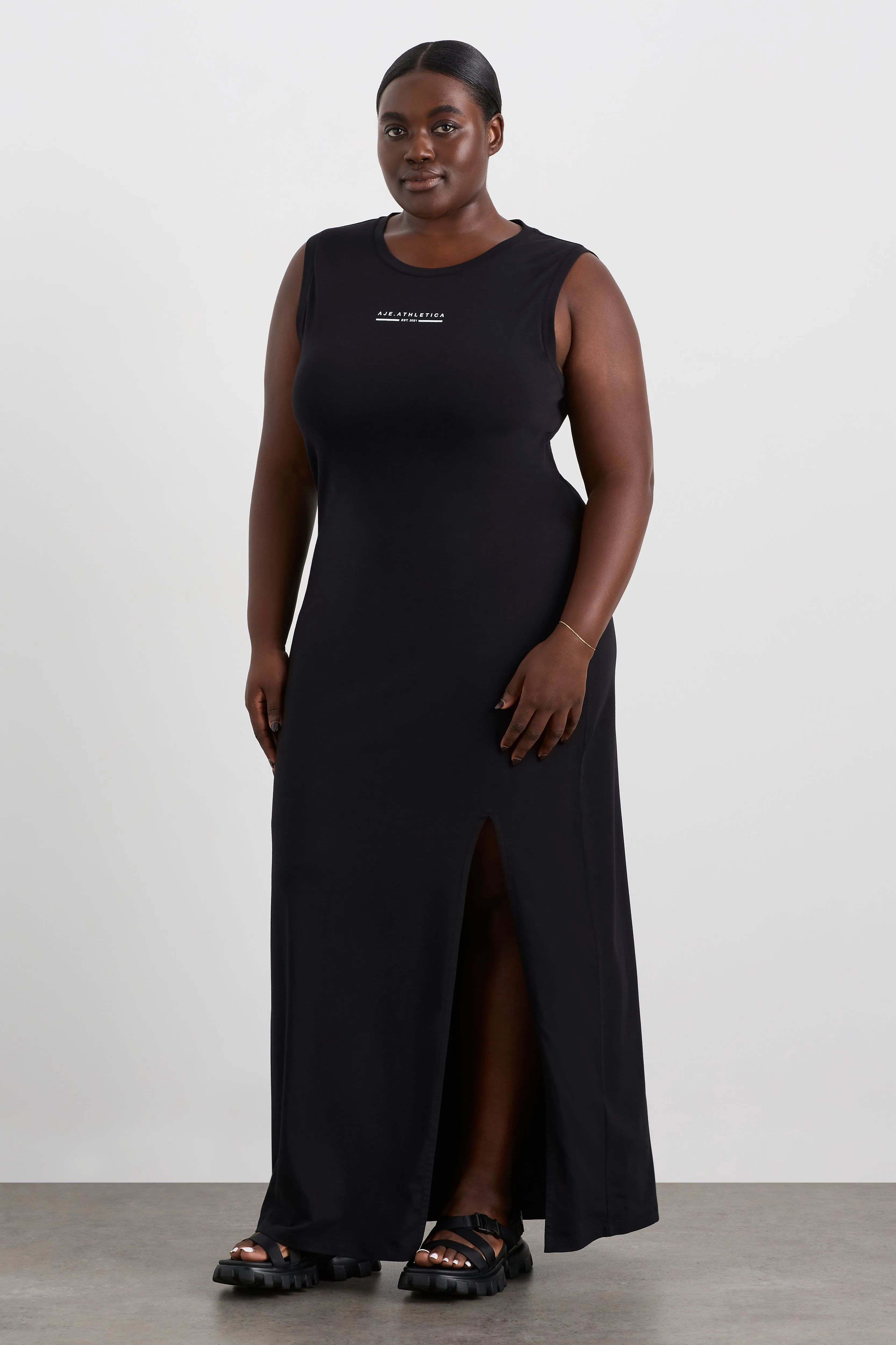 Split Hem Jersey Dress 816