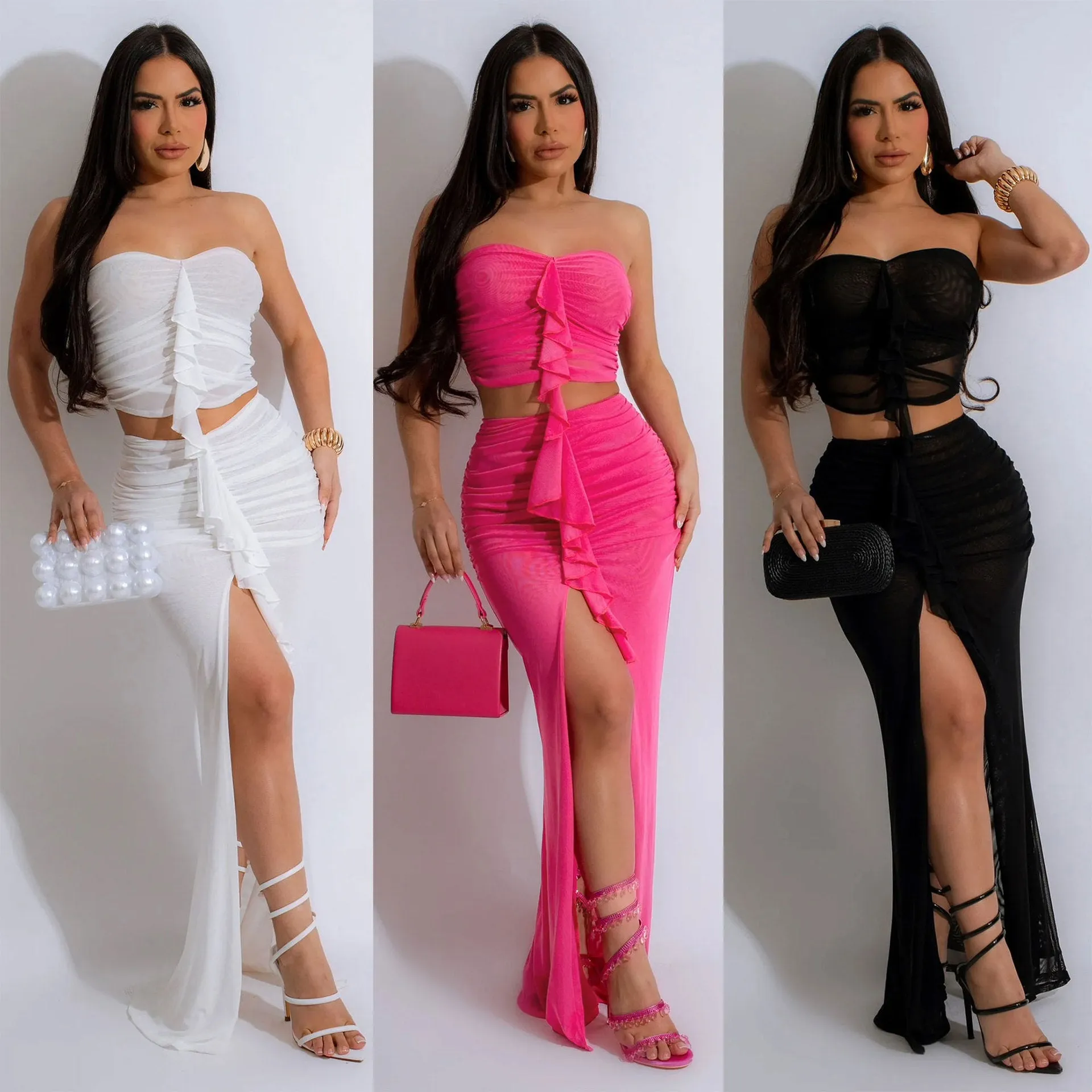 Split skirt two-piece set