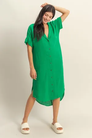 SS Button Midi Dress