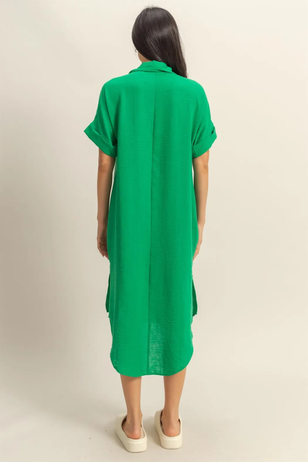 SS Button Midi Dress