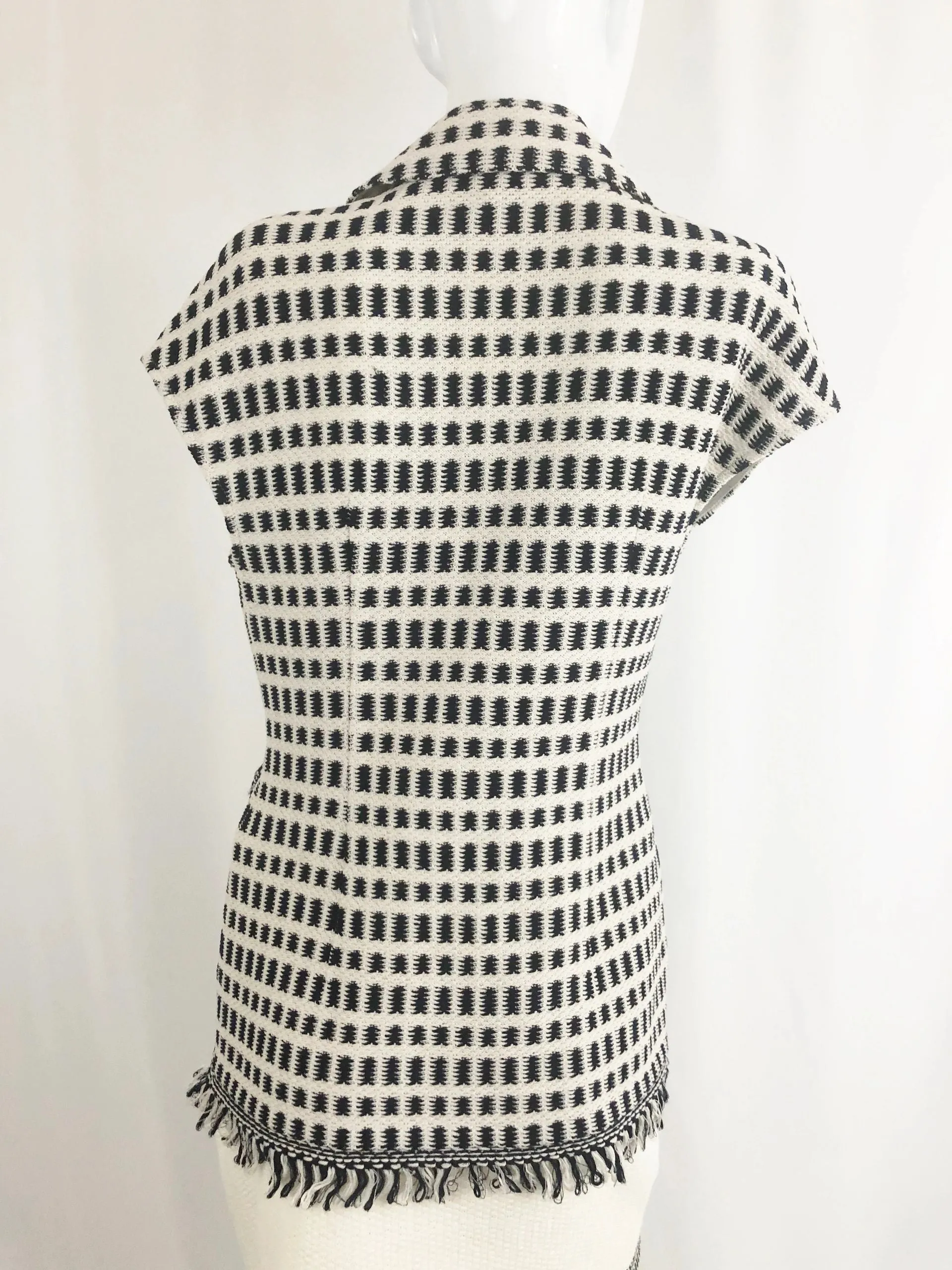 St. John Fringe Trim Knit Vest Size 2