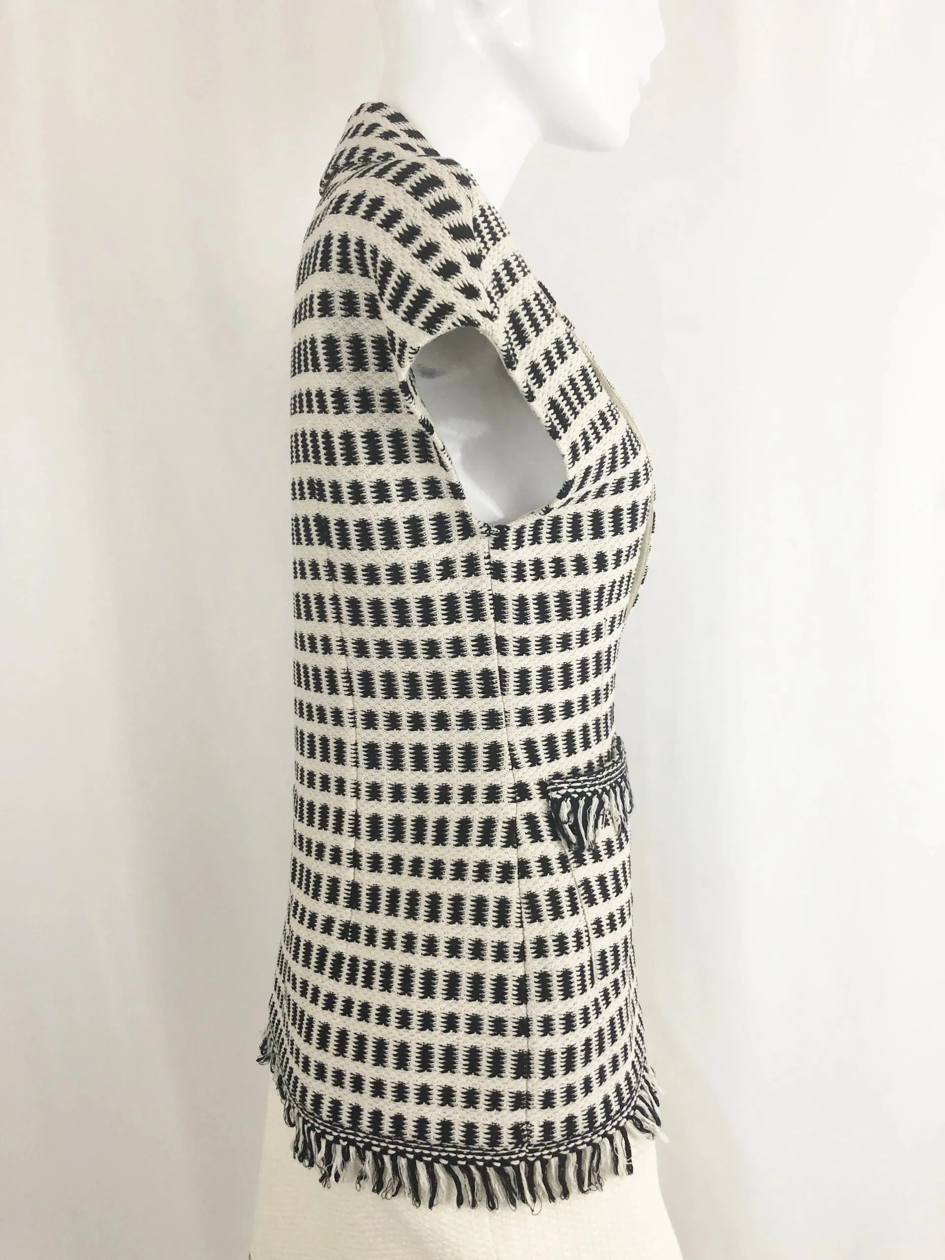 St. John Fringe Trim Knit Vest Size 2