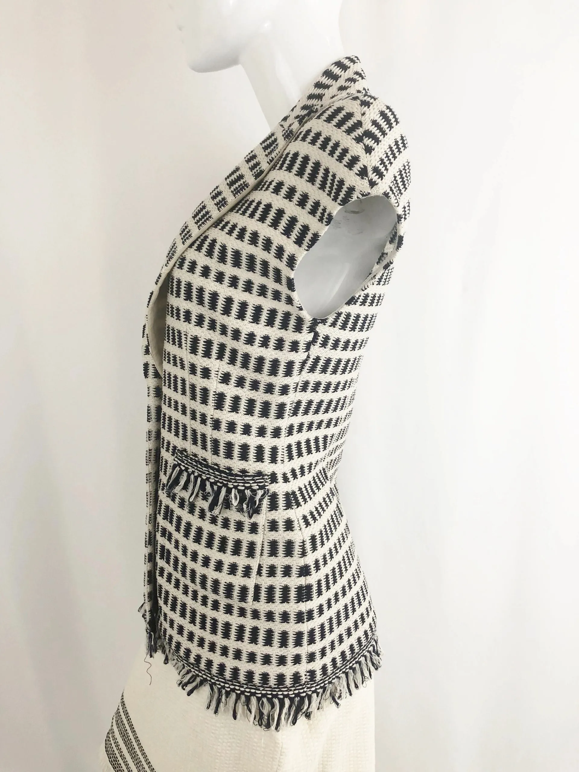 St. John Fringe Trim Knit Vest Size 2