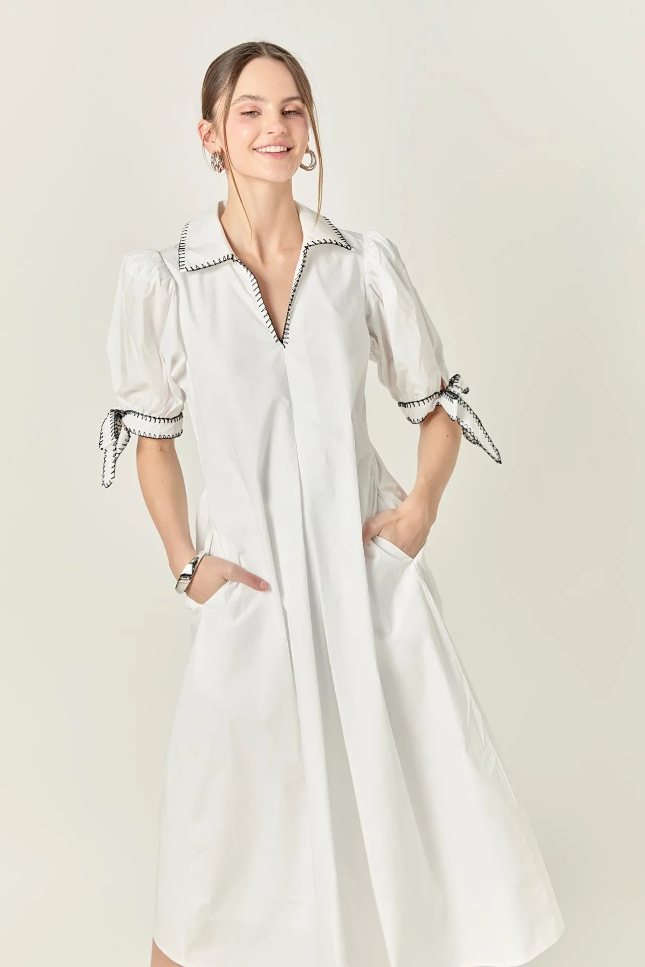 Stitch Detailed Midi Dress