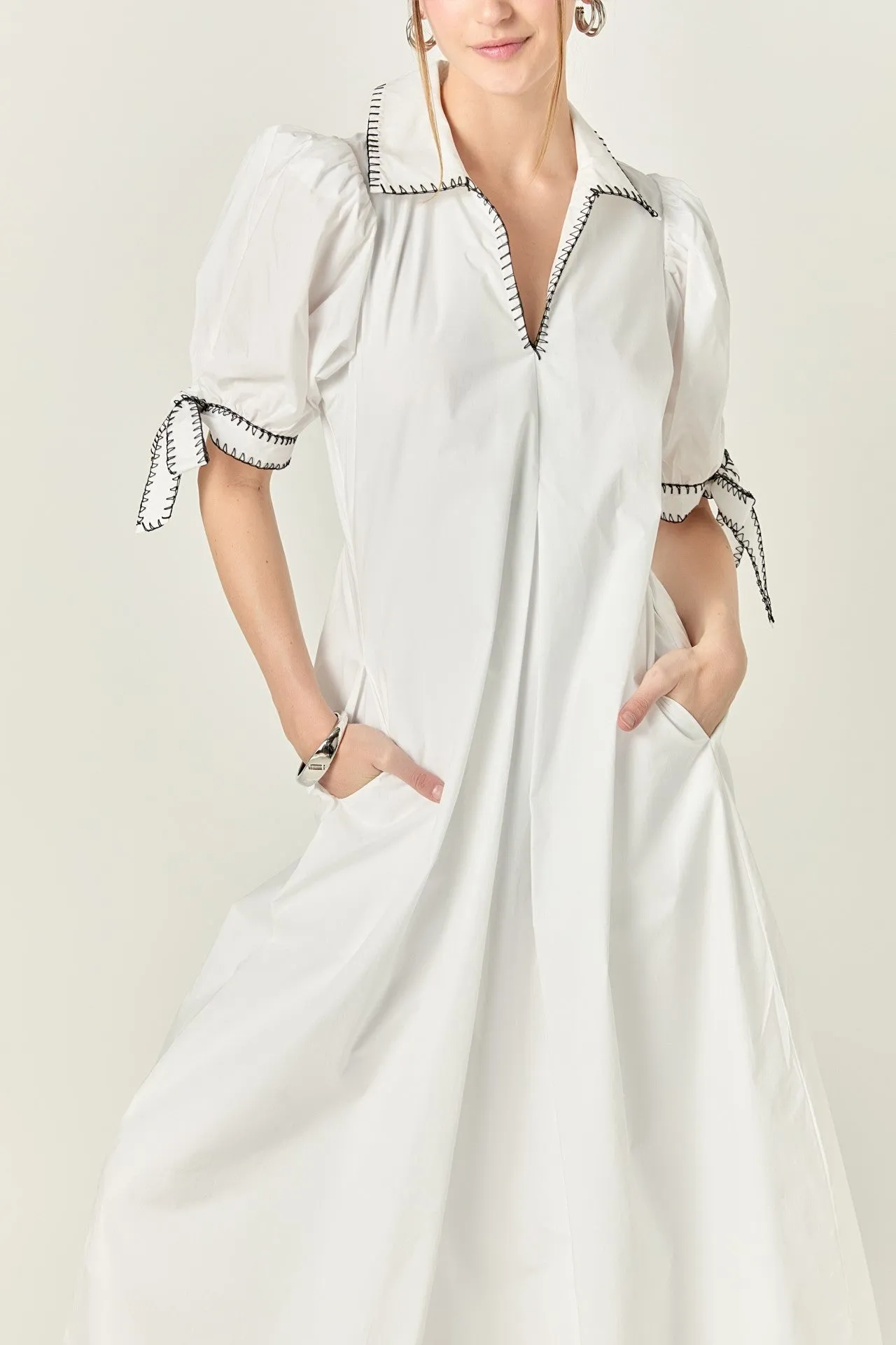 Stitch Detailed Midi Dress