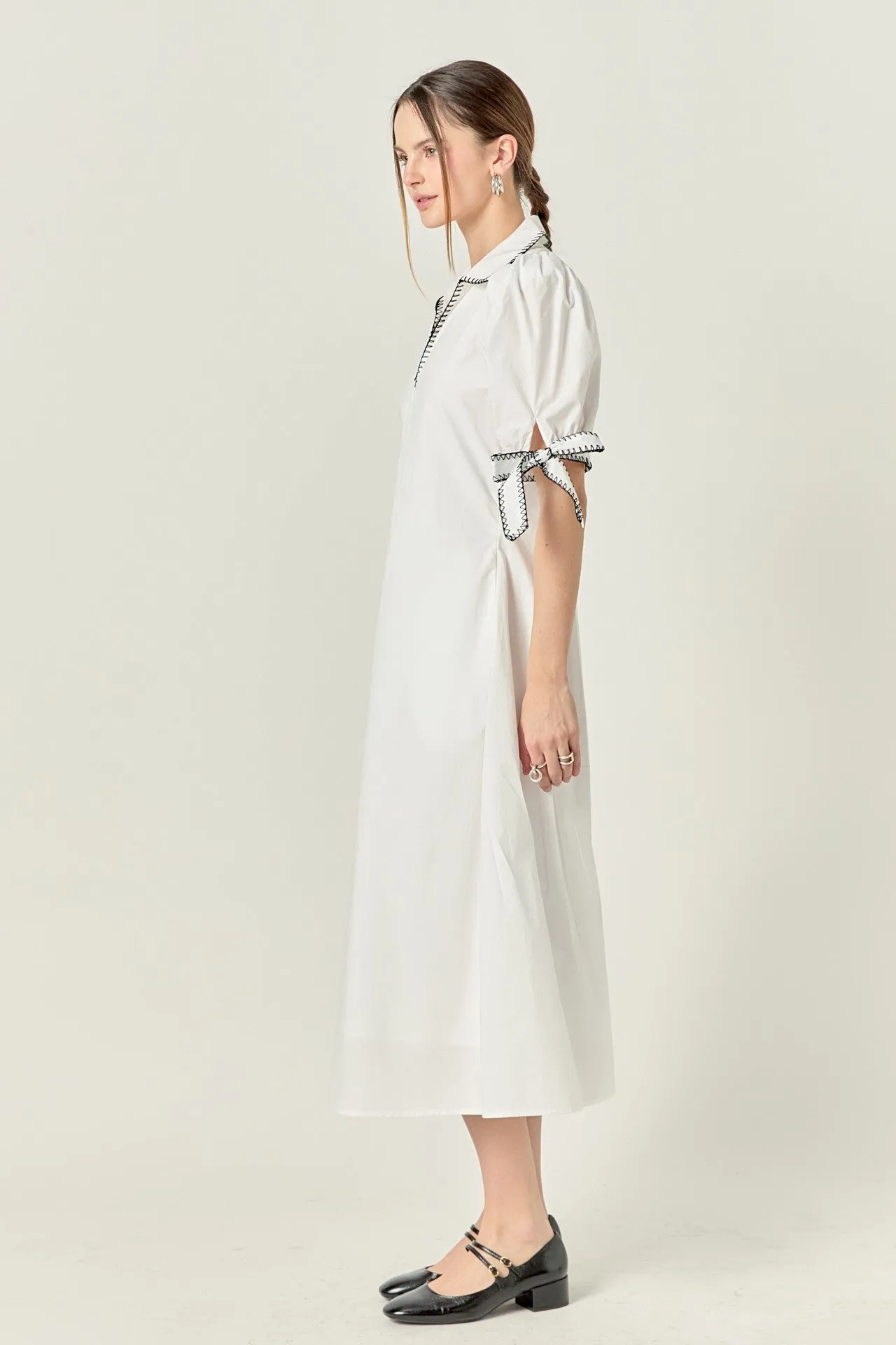 Stitch Detailed Midi Dress