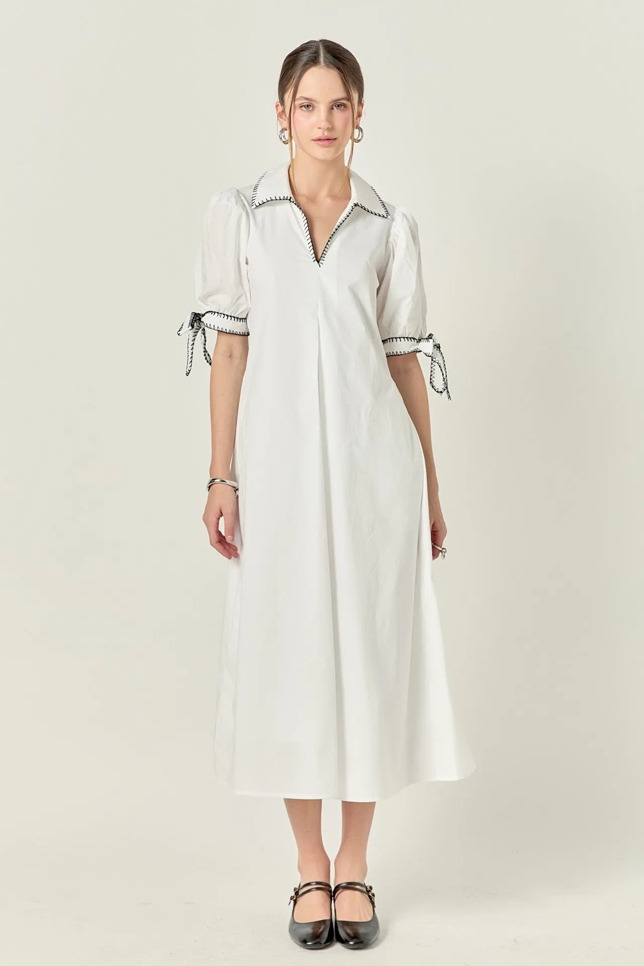 Stitch Detailed Midi Dress