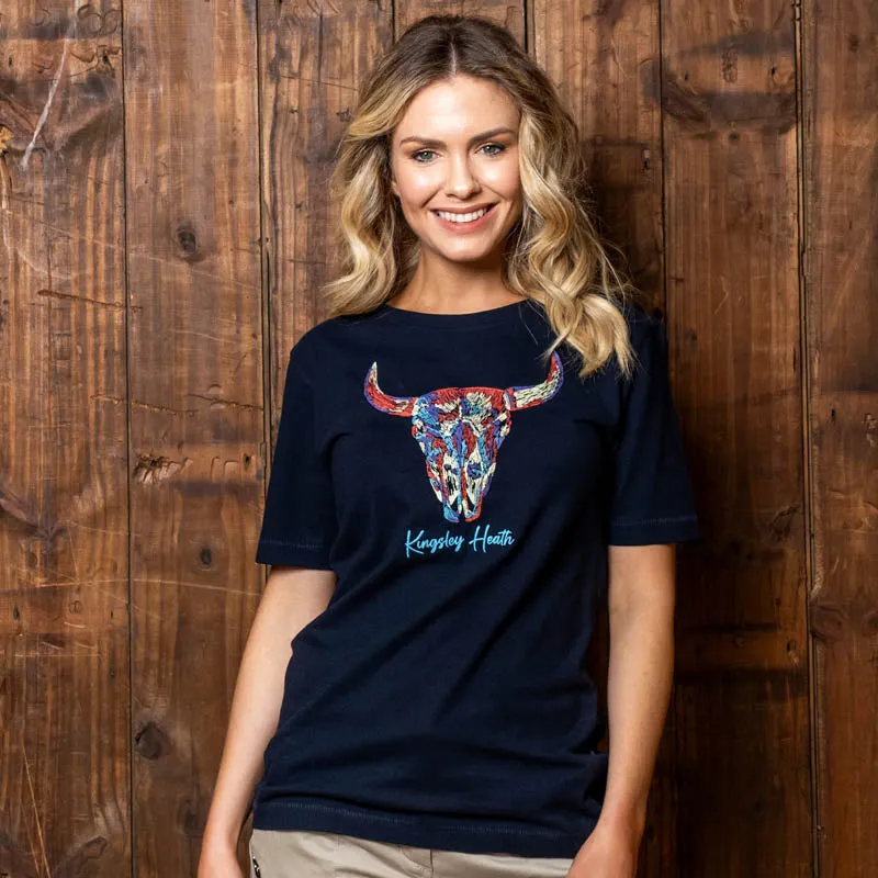 Stitched Skull Regular Crew Tee - Midnight