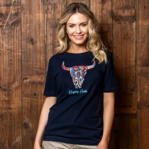 Stitched Skull Regular Crew Tee - Midnight