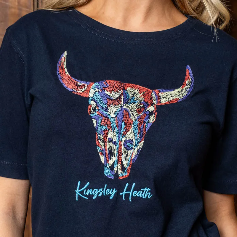 Stitched Skull Regular Crew Tee - Midnight