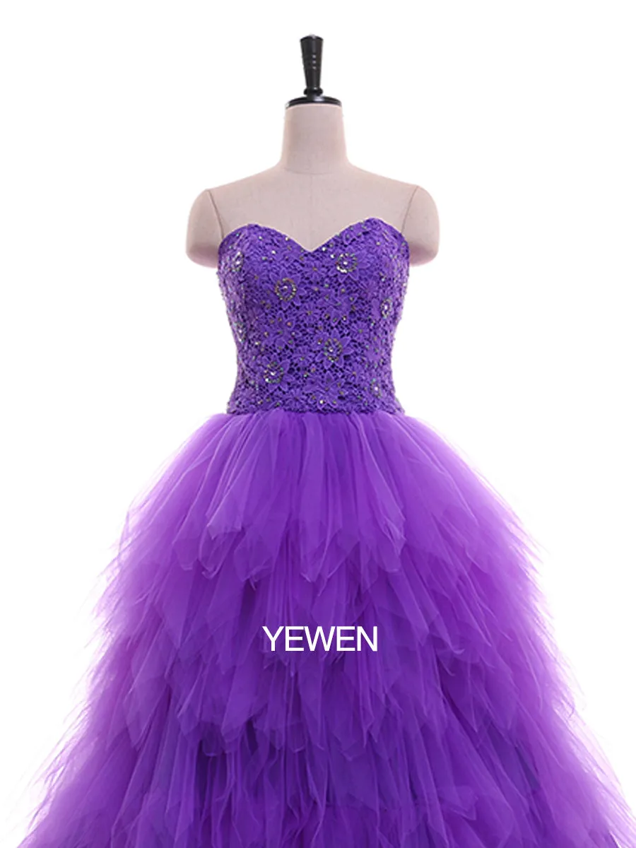 Strapless Embroidered Backless Ruffles Photo Shoot Dress